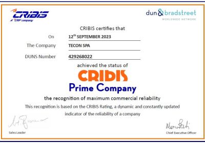 Tecon ottiene il Riconoscimento CRIBIS Prime Company