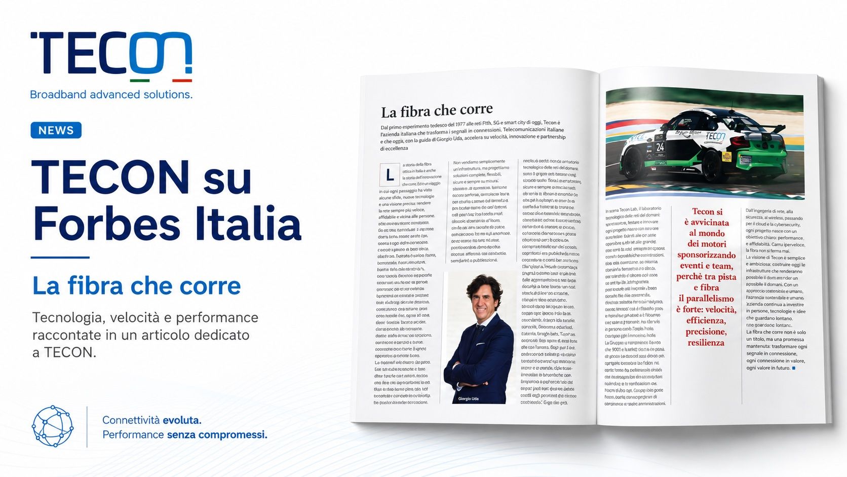 TECON su Forbes Italia: una doppia pagina racconta i nostri quasi 50 anni di telecomunicazioni