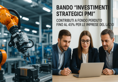 Bando “Investimenti Strategici PMI” – Contributi a Fondo Perduto fino al 45% per le Imprese del Lazio