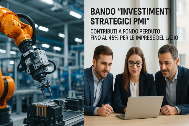 Bando “Investimenti Strategici PMI” – Contributi a Fondo Perduto fino al 45% per le Imprese del Lazio